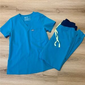 Figs Blue Scrub Set XS Catarina top & small regular HW Zamora